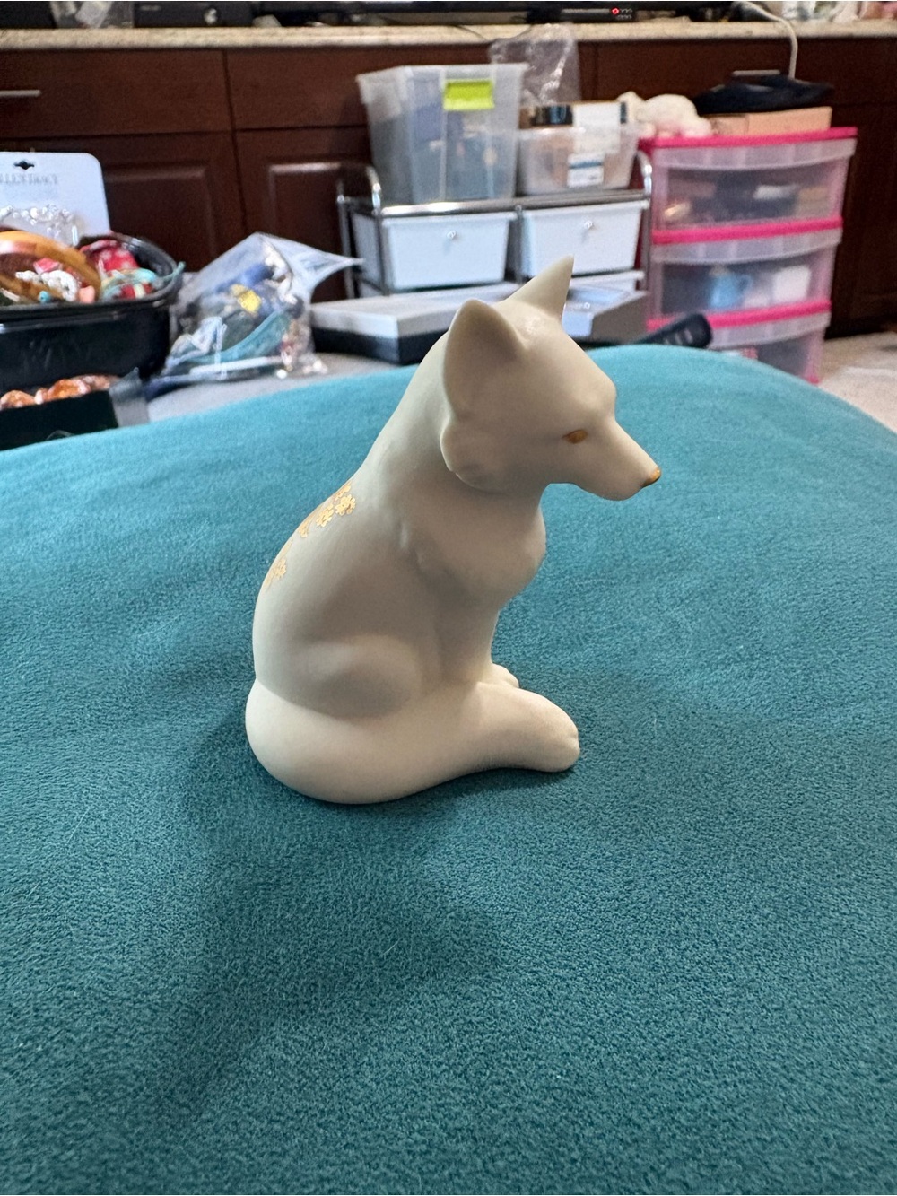 Lenox Everyday Wishes Fox Figurine 3” Gold Floral Design - Picture 2 of 10